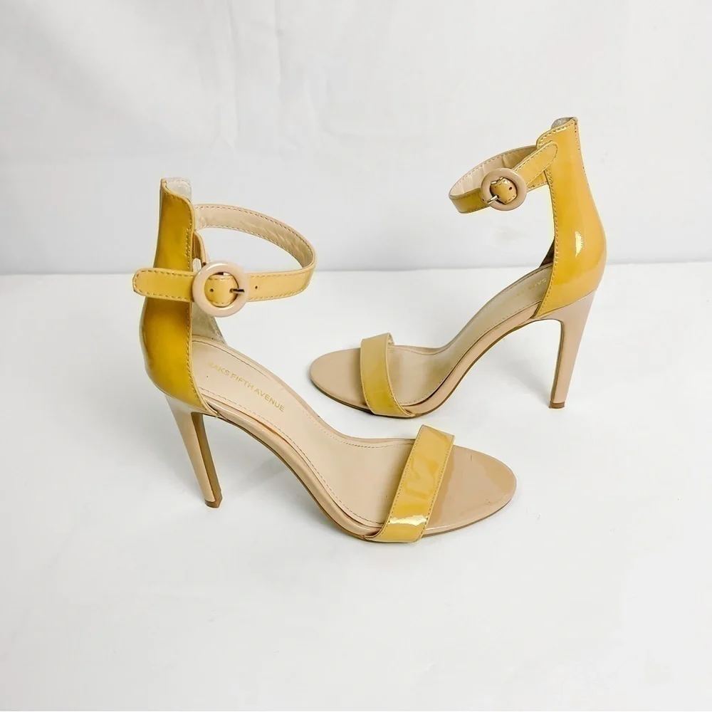 Saks 5th Avenue Charlize Strappy Nude Heels Size 6